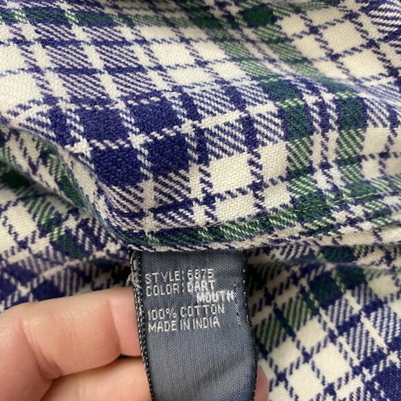 VTG Woolrich Flannel Shirt Mens XL Plaid Purple Green Heavy Indian Cotton Grunge - Picture 9 of 12